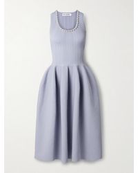 Self-Portrait - Crystal-Embellished Ribbed Stretch-Knit Midi Dress - Lyst