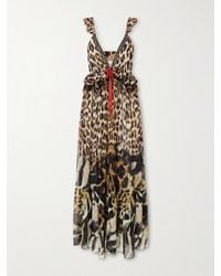 CAMILLA - Leotigra Land Crystal-Embellished Animal-Print Silk Maxi Dress - Lyst