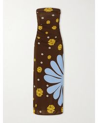 Cala De La Cruz - Daphne Ruched Printed Jersey Midi Dress - Lyst