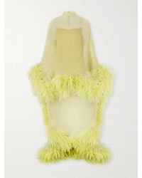 ‎Taller Marmo - Daisy Feather-Trimmed Crepe Kaftan - Lyst