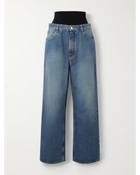 Alaïa - Layered Jersey-Trimmed Wide-Leg Jeans - Lyst