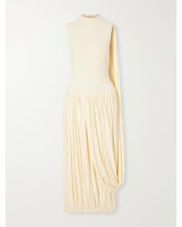 Abadia - Bamboo Asymmetric Draped Midi Dress - Lyst