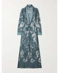 Kiki de Montparnasse - Déshabillé En Dentelle De Coton Biologique Mélangé À Finitions En Satin De Soie Camille - Lyst