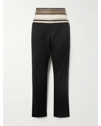 Abadia - Sadu Grosgrain-Trimmed Wool-Blend Twill Tapered Pants - Lyst