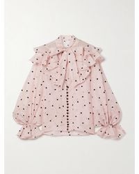 Zimmermann - Crush Ruffled Embroidered Linen And Silk-Blend Organza Blouse - Lyst