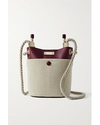 Chloé Key Small Leather-trimmed Linen Bucket Bag - Multicolour