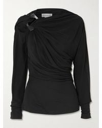 Victoria Beckham - Asymmetric Embellished Draped Jersey Top - Lyst