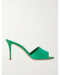 Manolo Blahnik - Larache 90 Suede Mules - Lyst