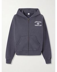 Sporty & Rich - Logo-Print Garment-Dyed Cotton-Jersey Zip-Up Hoodie - Lyst