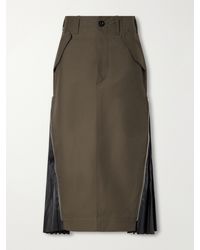 Sacai - Weather Cotton-Twill Midi Skirt - Lyst
