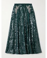 Erdem - Embellished Sequined Chiffon Midi Skirt - Lyst