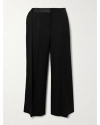 Victoria Beckham - Gigi Satin-Trimmed Crepe Straight-Leg Pants - Lyst