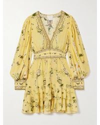 CAMILLA - Minikleid Aus Bedrucktem Crêpe De Chine Aus Seide Mit Kristallen - Lyst