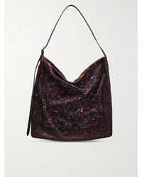 Dries Van Noten - Printed Extra-Large Leather-Trimmed Satin Shoulder Bag - Lyst