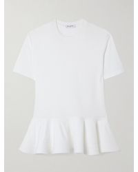 Alaïa - Oversized-T-Shirt Aus Baumwoll-Jersey Mit Schößchen Aus Popeline - Lyst