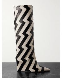 Jimmy Choo - Blake 85 Zweifarbige, Kniehohe Stiefel Aus Leder Mit Keilabsatz - Lyst