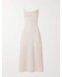 Calvin Klein - Jasmine Midikleid Aus Crêpe De Chine Aus Wolle Mit Wasserfallausschnitt - Lyst