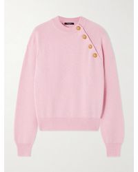 Balmain - Button-Embellished Cashmere And Wool-Blend Sweater - Lyst