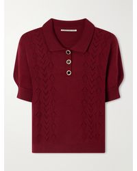 Alessandra Rich - Open-Knit Wool Polo Shirt - Lyst