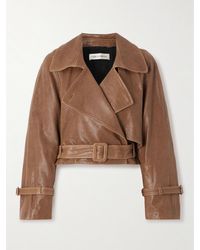 Nour Hammour - Hatti Verkürzte Lederjacke Mit Gürtel - Lyst