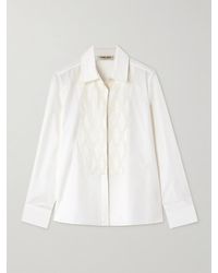 Emporio Sirenuse - Cassandra Hemd Aus Popeline Aus Einer Baumwollmischung Mit Zierperlen Und Stickereien - Lyst