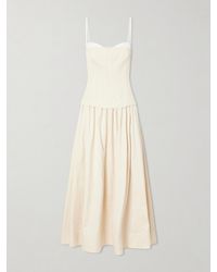 Jonathan Simkhai - Quinlin Striped Satin Bustier Midi Dress - Lyst