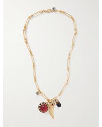 Maison Mayle - Long Links Combo Vergoldete Kette Mit Emaille Und Kristallen - Lyst