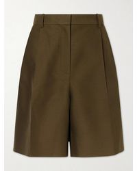 KHAITE - Auggie Pleated Wool And Silk-Blend Shorts - Lyst