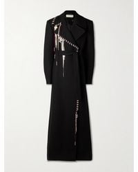 Dries Van Noten - Manteau En Laine Mélangée À Finitions En Velours Et À Ceinture - Lyst