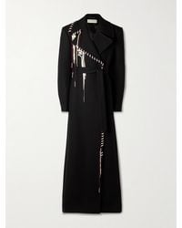Dries Van Noten - Belted Velvet-Trimmed Wool-Blend Coat - Lyst