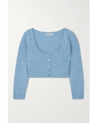 Reformation + Net Sustain Nathalia Crystal-embellished Wool Cardigan - Blue