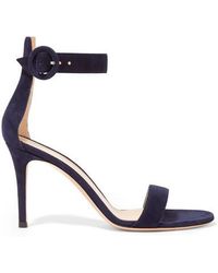 Gianvito Rossi Portofino 85 Sandalen Aus Veloursleder - Blau