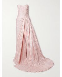 Marmar Halim - Robe Du Soir Bustier En Taffetas Plissé À Fronces - Lyst