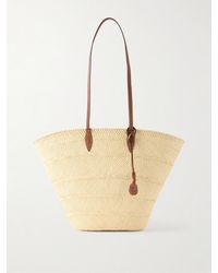 Hunting Season - Trapeze Basket Leather-Trimmed Woven Raffia Tote - Lyst