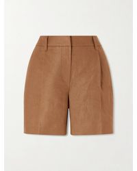 Brunello Cucinelli - Pleated Linen-Twill Shorts - Lyst