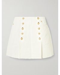 Balmain - Embellished Pleated Cotton-Canvas Mini Skirt - Lyst