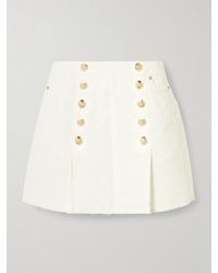 Balmain - Minirock Aus Baumwoll-Canvas Mit Falten Und Verzierungen - Lyst