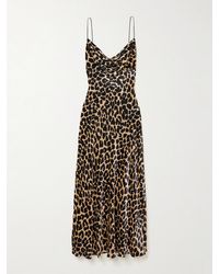Balmain - Draped Leopard-Print Velvet Midi Dress - Lyst