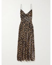 Balmain - Midikleid Aus Samt Mit Leopardenprint - Lyst