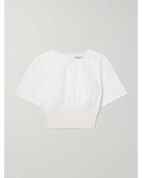 Jonathan Simkhai - Adair Cropped Paneled Cotton-Blend Poplin Top - Lyst