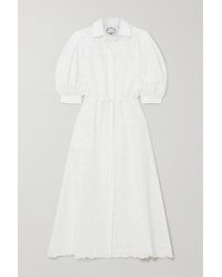 Evi Grintela Valerie Midi-hemdblusenkleid Aus Baumwolle Mit Lochstickerei - Weiß