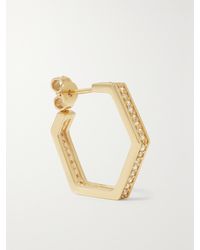 KOLOURS JEWELRY - Hexagon Large 18-Karat Diamond Single Hoop Earring - Lyst