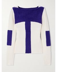 Tory Burch - Two-Tone Ribbed Silk-Blend Chenille Sweater - Lyst