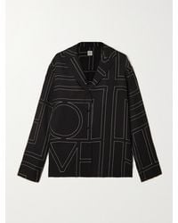 TOTEME - Embroidered Silk-Twill Shirt - Lyst