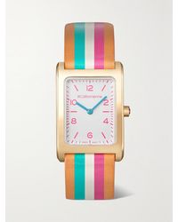 La Californienne - Daybreak 24Mm-Plated Striped Leather Watch - Lyst