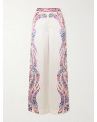 Etro - Floral-Print Crepe Wide-Leg Pants - Lyst