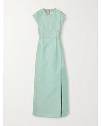 Jil Sander - Sleeveless Frayed Satin Maxi Dress - Lyst