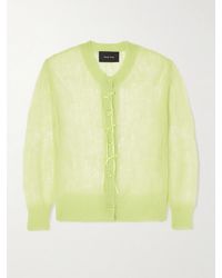 Simone Rocha - Cropped Bow-Embellished Open-Knit Mohair-Blend Cardigan - Lyst