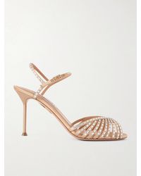Aquazzura - Hold Me 85 Crystal-Embellished Satin Sandals - Lyst