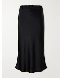 BERNADETTE - Chuck Belted Duchess-Satin Midi Skirt - Lyst